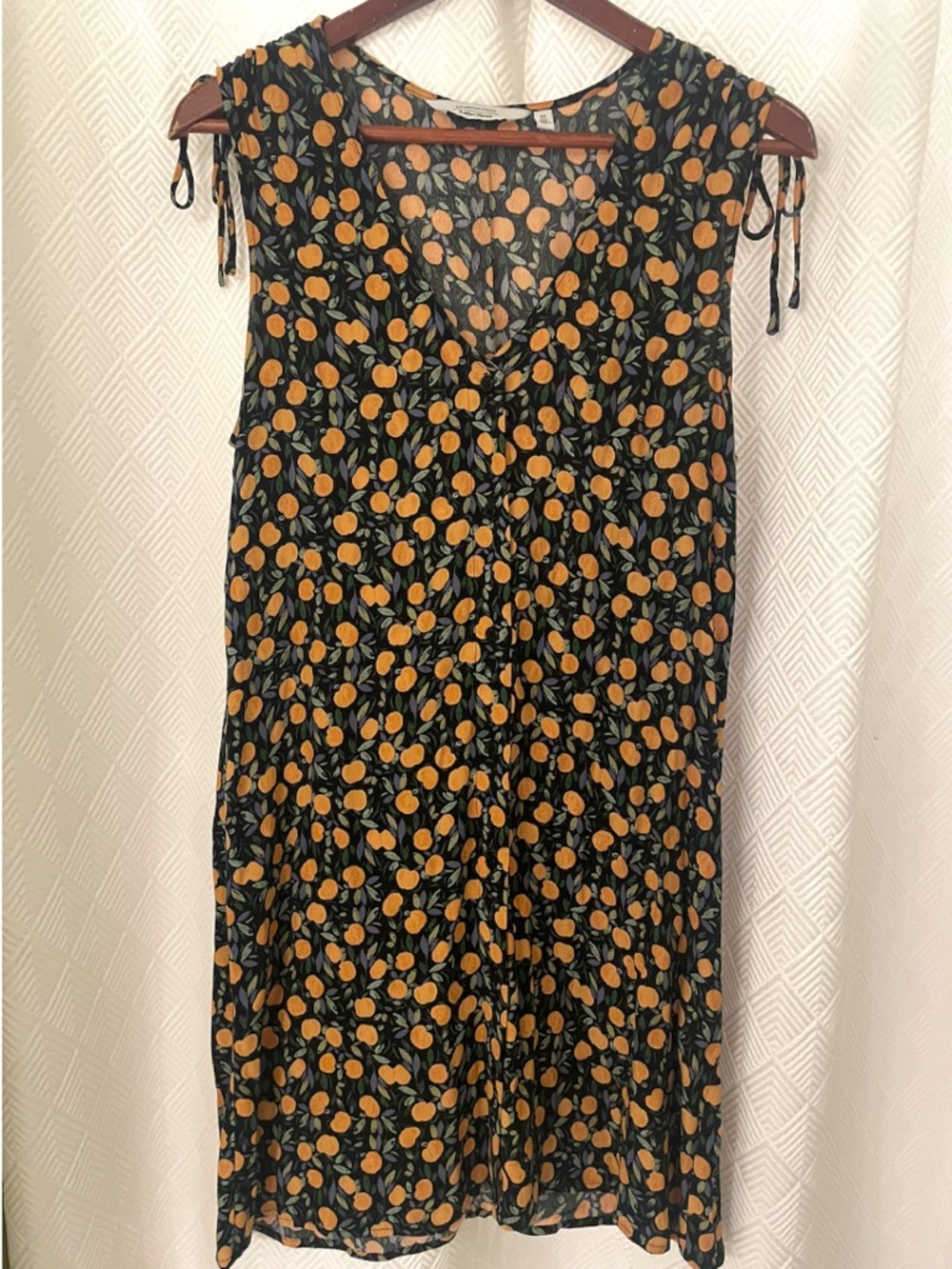 & Other Stories Sleeveless Black Dress with Orange Fruit Print Size 2